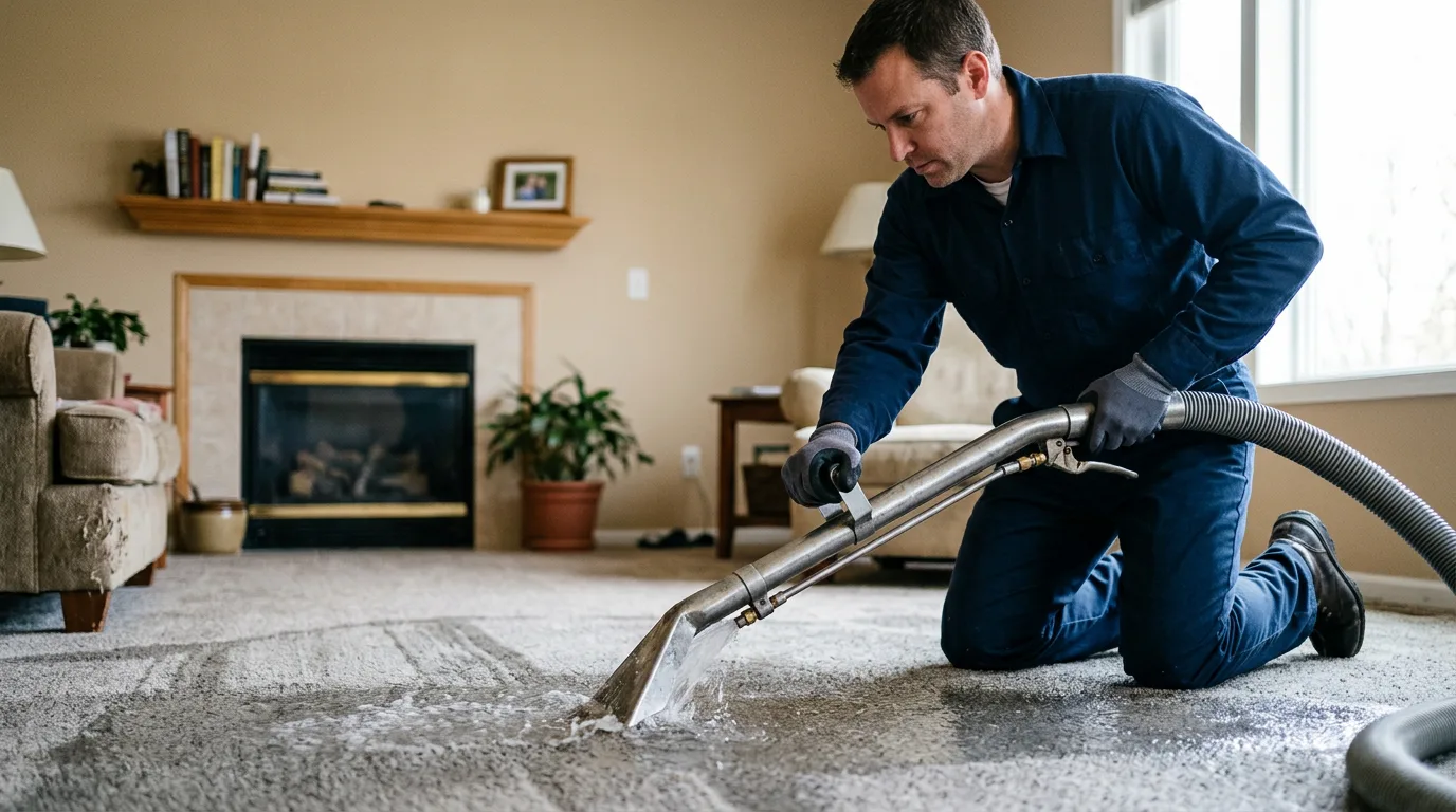 Water damage restoration technician working near Mooseheart, IL